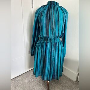 Bella Dahl Raglan Mini Dress  Womens size S Teal Stripe Elastic Waist NWT $166
